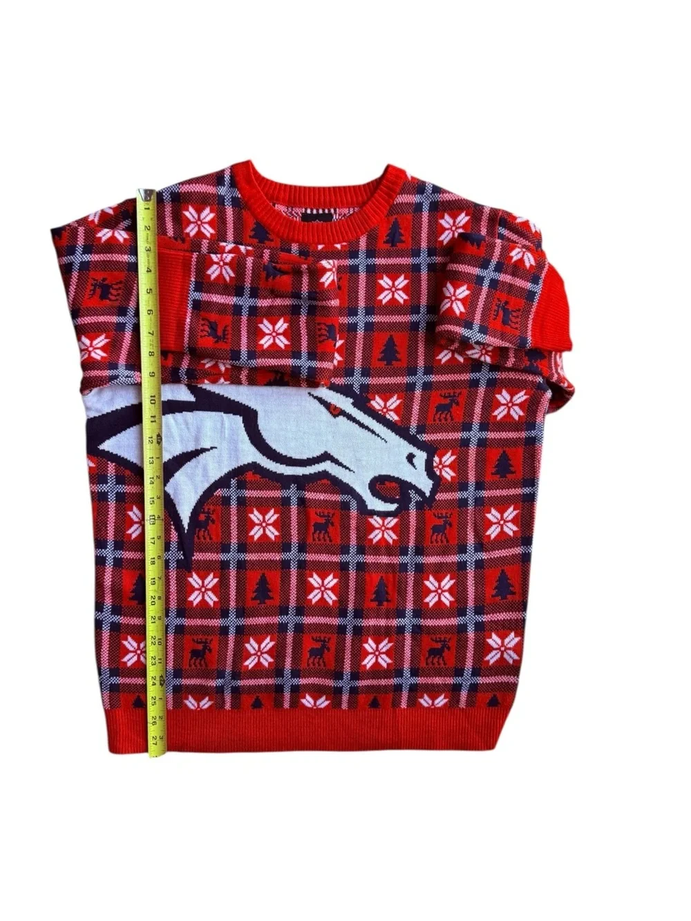 NFL Denver Broncos Fair Isle Christmas Plaid Sweater Unisex LARGE